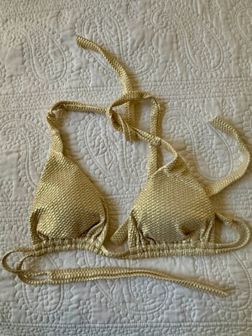 Luli Fama SAIL ON - Braided Triangle Halter Top — Gold Rush